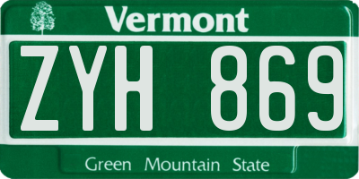 VT license plate ZYH869