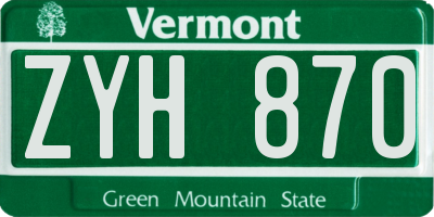 VT license plate ZYH870