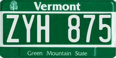 VT license plate ZYH875