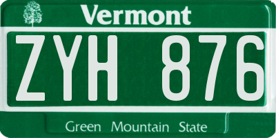 VT license plate ZYH876