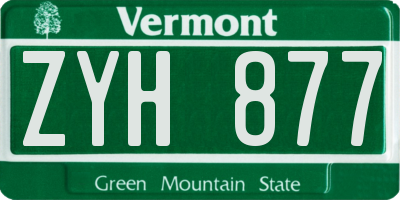 VT license plate ZYH877