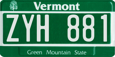 VT license plate ZYH881