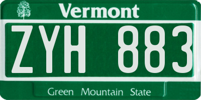 VT license plate ZYH883