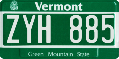 VT license plate ZYH885