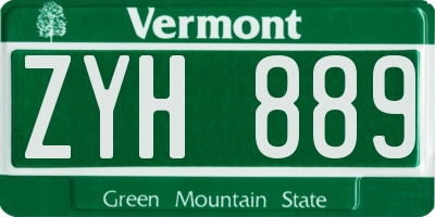 VT license plate ZYH889