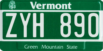 VT license plate ZYH890