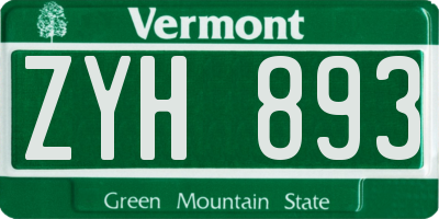 VT license plate ZYH893
