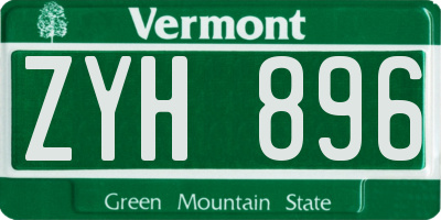 VT license plate ZYH896