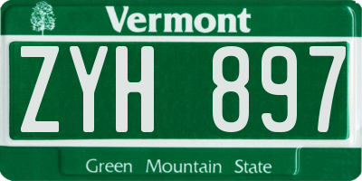VT license plate ZYH897