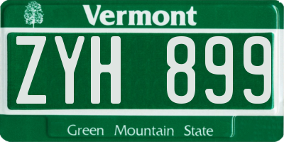 VT license plate ZYH899