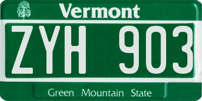 VT license plate ZYH903