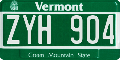 VT license plate ZYH904