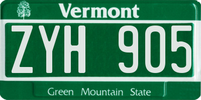 VT license plate ZYH905