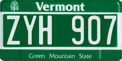 VT license plate ZYH907