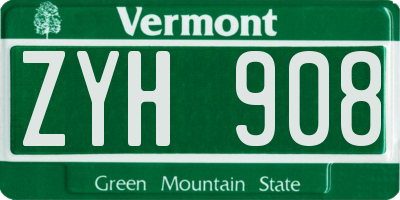 VT license plate ZYH908