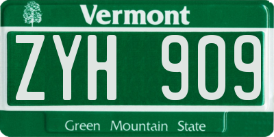 VT license plate ZYH909