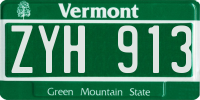 VT license plate ZYH913