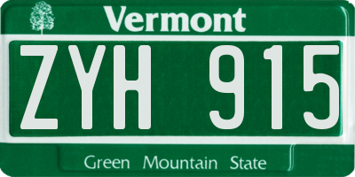 VT license plate ZYH915