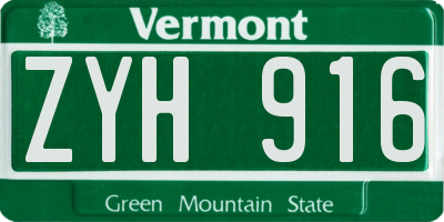 VT license plate ZYH916
