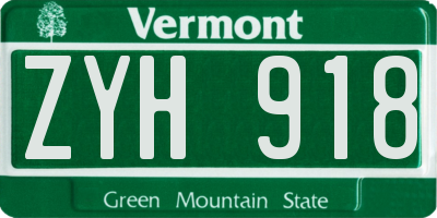 VT license plate ZYH918