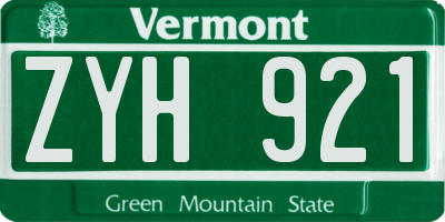 VT license plate ZYH921