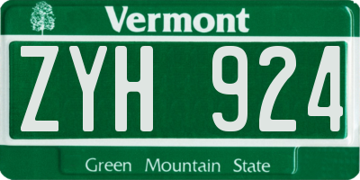 VT license plate ZYH924