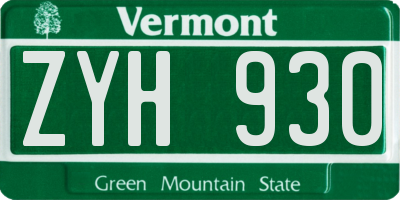 VT license plate ZYH930