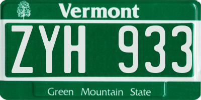 VT license plate ZYH933