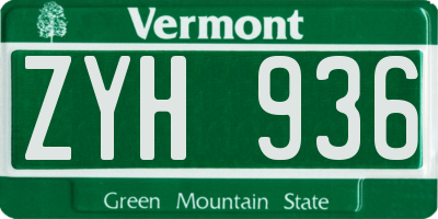 VT license plate ZYH936