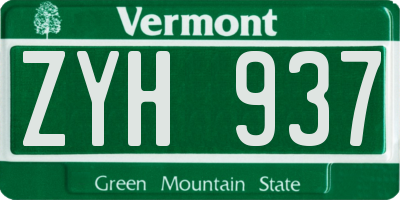 VT license plate ZYH937