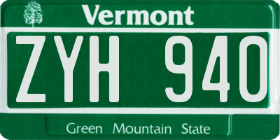 VT license plate ZYH940