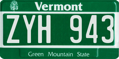 VT license plate ZYH943