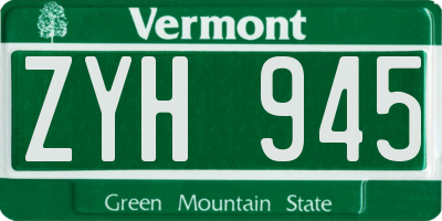 VT license plate ZYH945