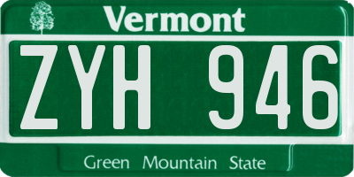 VT license plate ZYH946