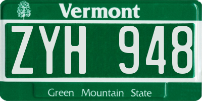 VT license plate ZYH948
