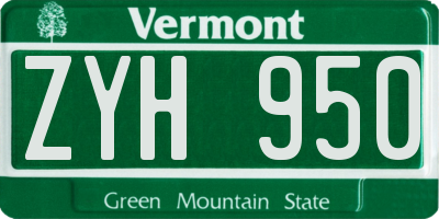 VT license plate ZYH950