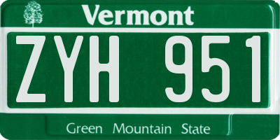 VT license plate ZYH951