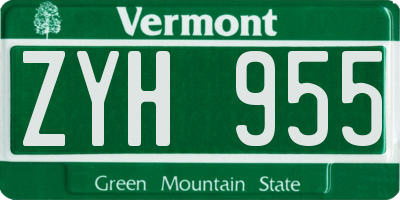 VT license plate ZYH955