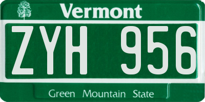 VT license plate ZYH956