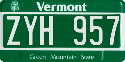 VT license plate ZYH957