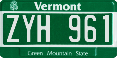 VT license plate ZYH961