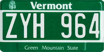 VT license plate ZYH964