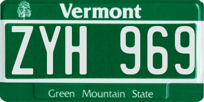 VT license plate ZYH969