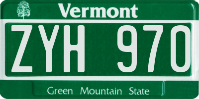 VT license plate ZYH970