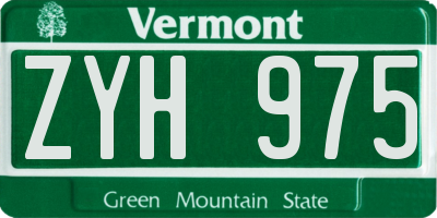 VT license plate ZYH975