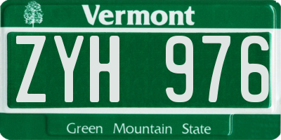 VT license plate ZYH976