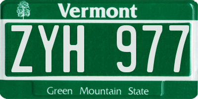 VT license plate ZYH977