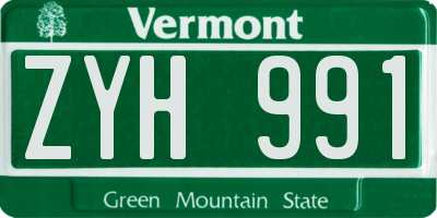VT license plate ZYH991