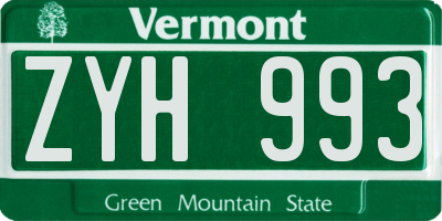 VT license plate ZYH993