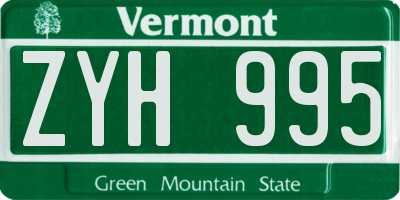 VT license plate ZYH995
